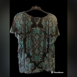 International Concepts Green and Black top with rhinestone accents Size XL